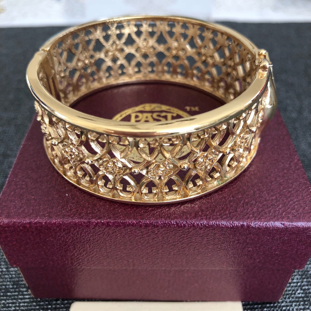 Past Times 14K Gold Plated Tracery Bangle Bracelet